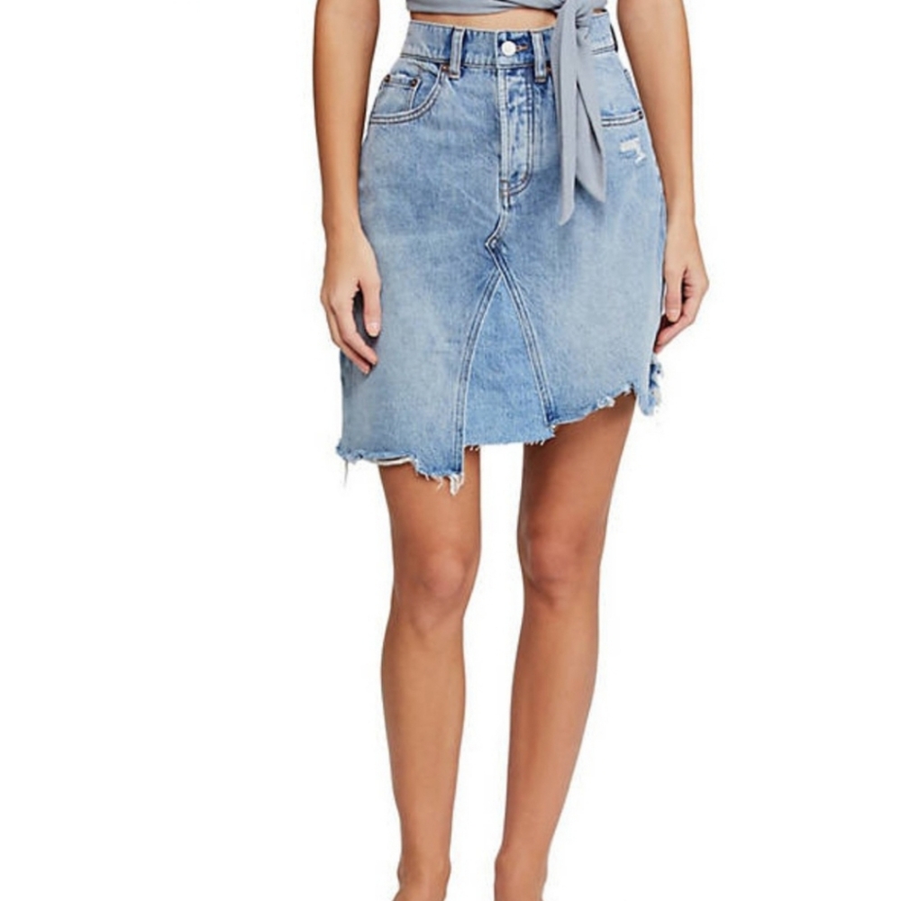 Free People high waisted denim skirt size 24 - Picture 1 of 7